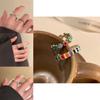 Colorful Drip Glaze Floral Ring For Women Adjustable Open Design Trendy Fashion Accessory