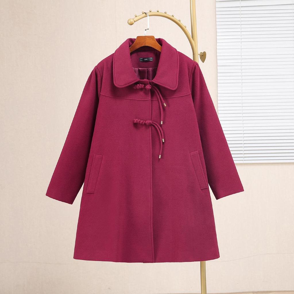 Women's Plus Size Stylish Slim-Fit Wool Winter Coat (Mid-length) 15266T