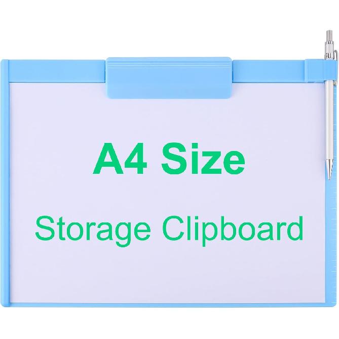 

1 PCS A4 Size Clipboards,Plastic Clipboard,8.5x11 Clipboard with Pen Holder,Plastic Clipboards with Low Profile Clip, Cute Hanging Clip Boards for