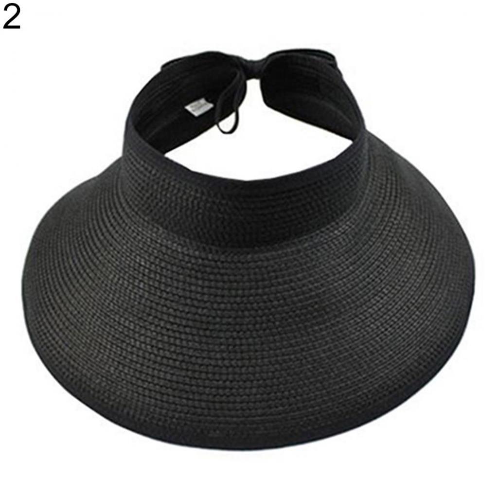 Women Summer Wide Brim Roll Up Packable Bow Tie Straw Visor Sun Hat Women Summer Wide Brim Roll Up Packable Bow Tie Straw Visor Sun Hat