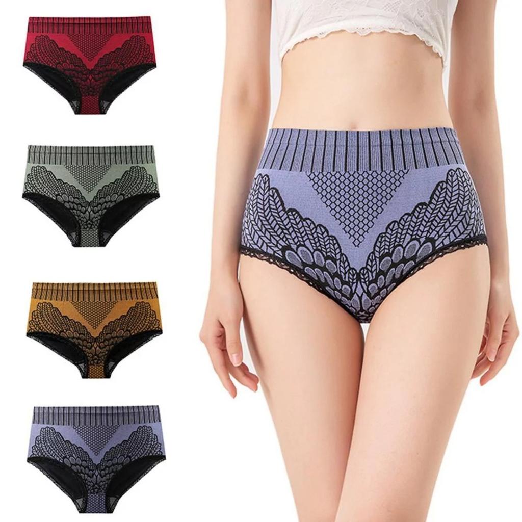 4-Pack Women's High Waist Seamless Panties Soft Breathable Comfort Briefs