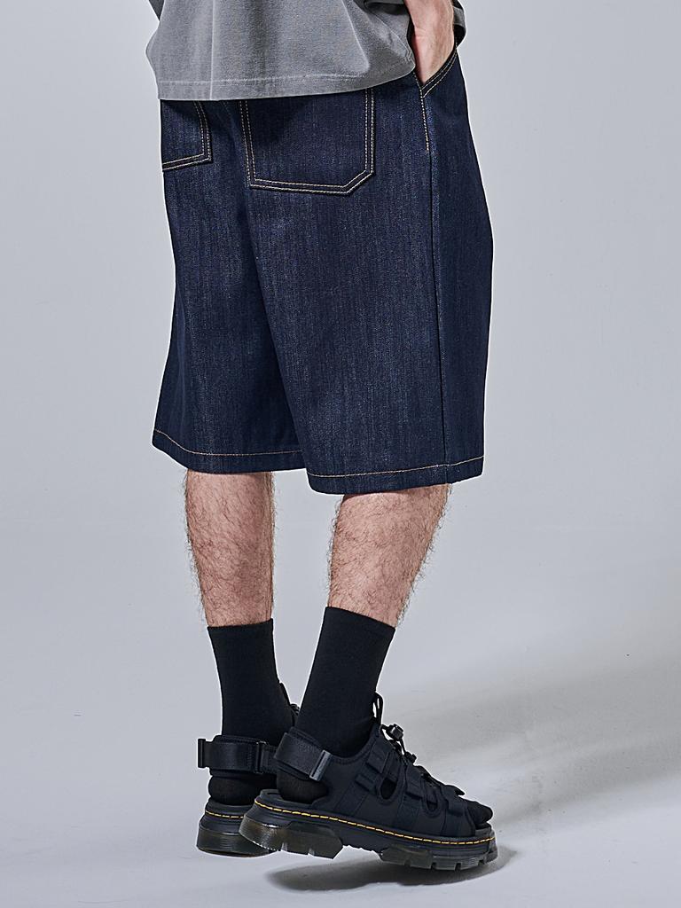 OTHERFITS Bermuda Wide Raw Denim Shorts (Dark Blue)