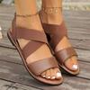 2025 New Crossover Flat Sandals Women's Plus Size Solid