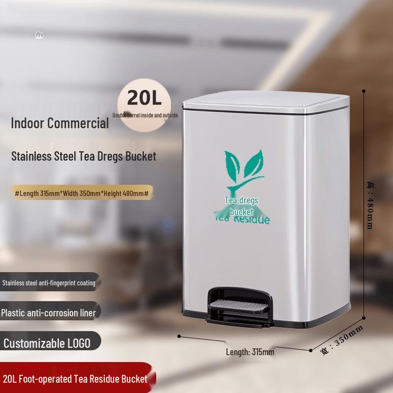 Jundingying 20L Stainless Steel Foot Pedal Trash Can