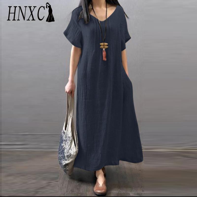 HNXC Dámská móda Léto Jaro Jednobarevný potisk Neformální šaty s krátkým rukávem a výstřihem do V s vysokým pasem
