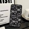 Black Lace Pattern Phone Case For Iphone 17 16 15 16e 14 13 12 11 Pro Max Plus Case Cover Coque