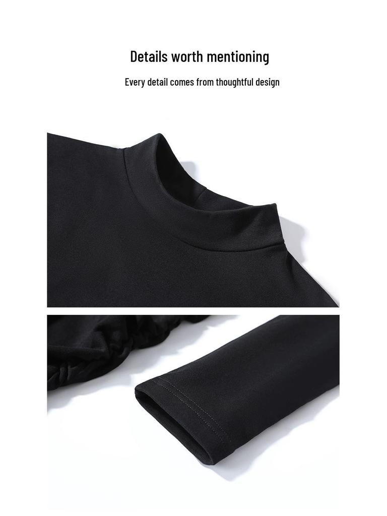 Petite Korean Style Black Spicy Girl Mid-Length Velvet Hip-Hugging Autumn/Winter Skirt Dress