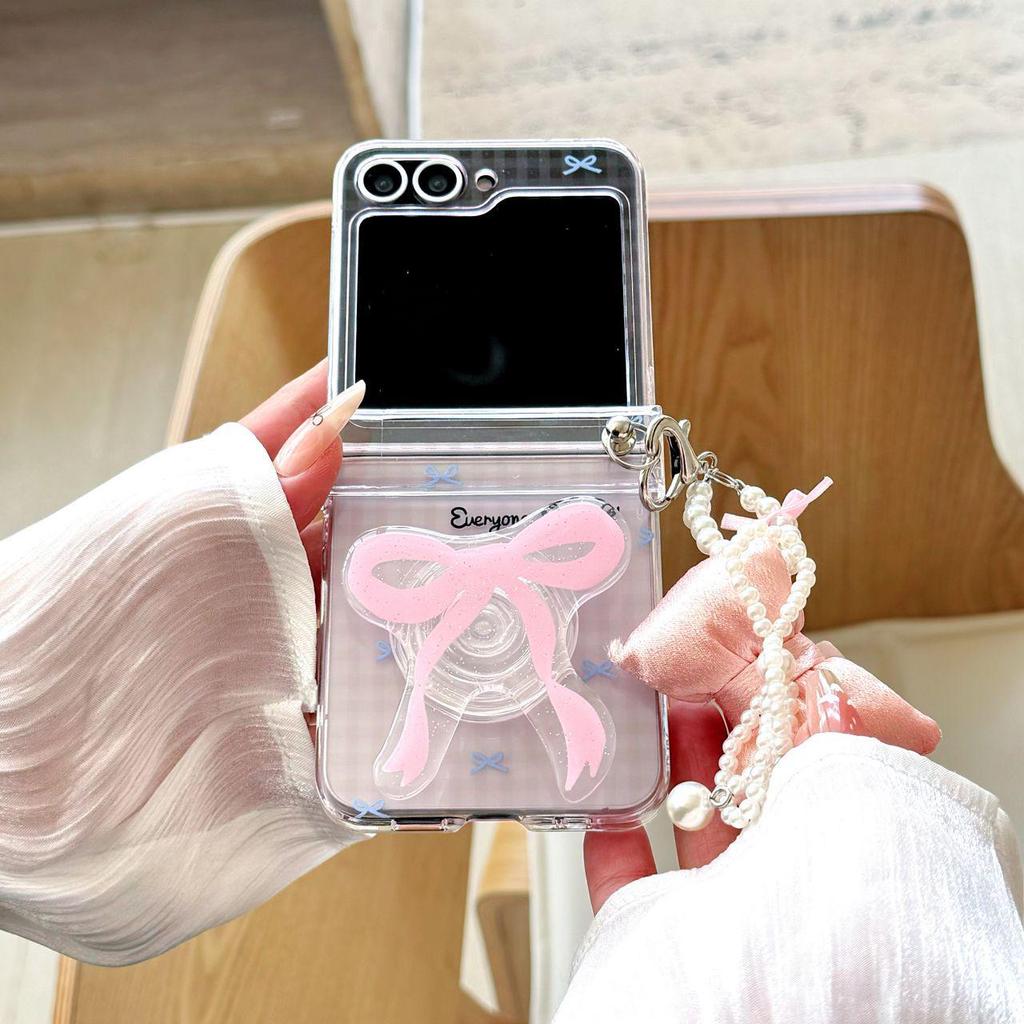 Korean Style Bow Flip Case for Samsung Z Flip7/Z Flip6 - Drop-Proof, Creative Design for Women