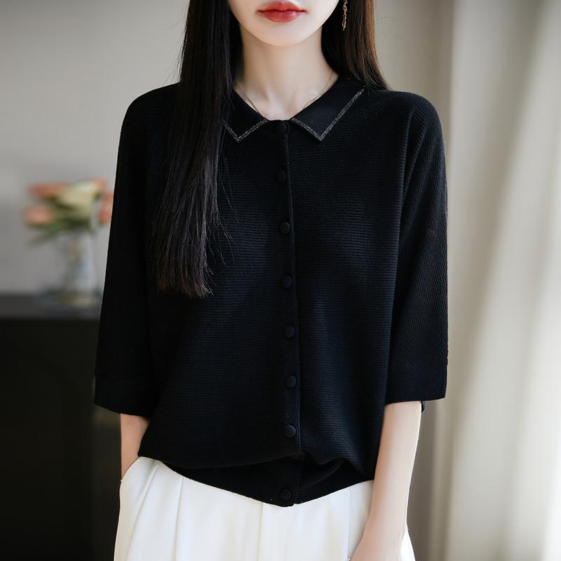 

Женский легкий кардиган из 50% шерсти и 50% шелка Mulberry — универсальный трикотаж на все 4 сезона для комфорта и стиля в любое время года XL чёрный