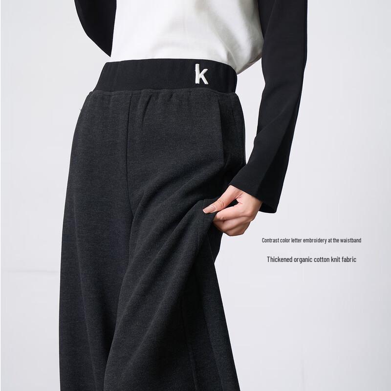 Olrain Women's Winter Letter Embroidered Fleece-Lined Knit Pants