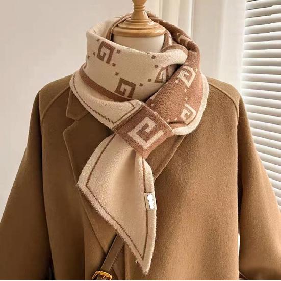 

Женские шарфы на осень и зиму, двухсторонние теплые маленькие шарфы с узором «Тысяча птиц» и диагональными краями, универсальный воротник 13 * 125CM