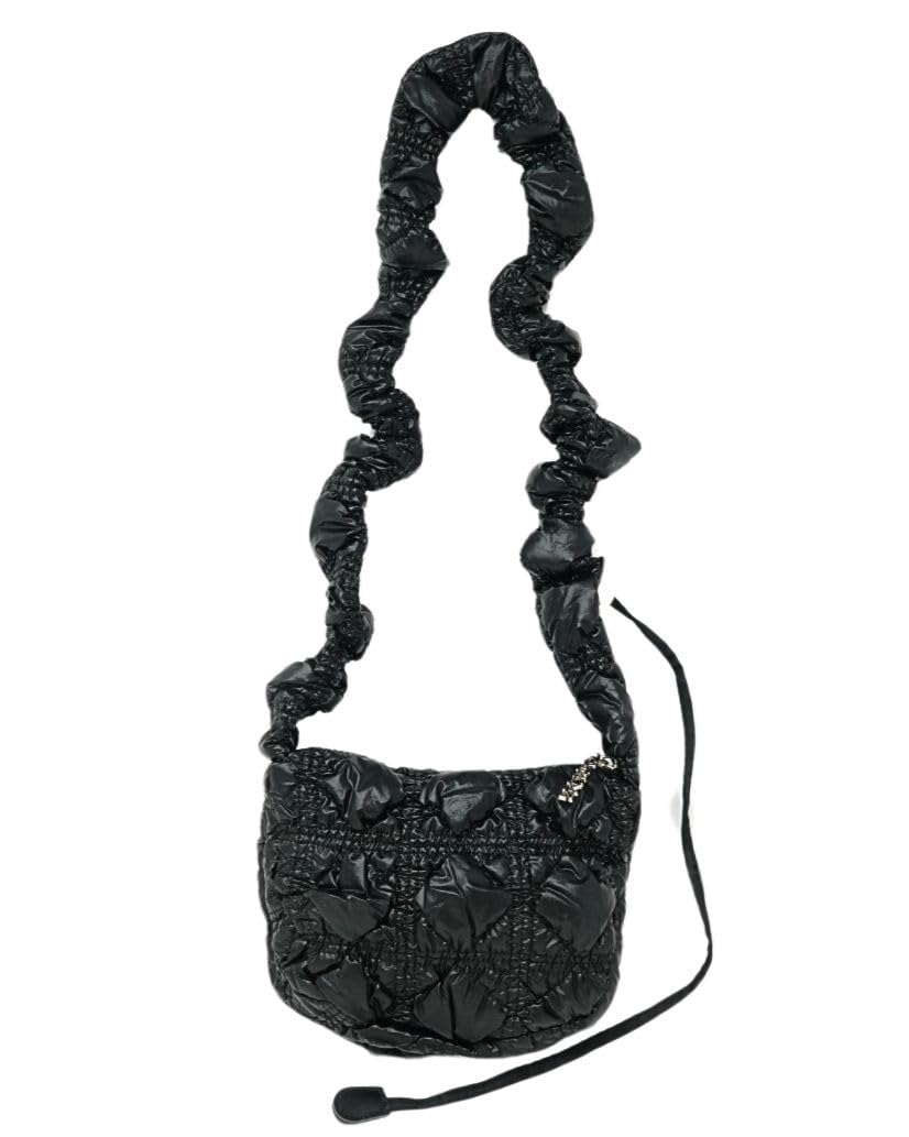 

Shoulder Bag Pouch for Adjustable Korea [PETITCHOU] Women, Fluffy, Popcorn, Quilted, Lightweight, Small, Smartphone, Length, (Black) чорний