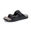 Fashion Men's Double Button Canvas Slippers Summer Soft Bottom Flip Flops Anti Slip Men's Beach Sandals
