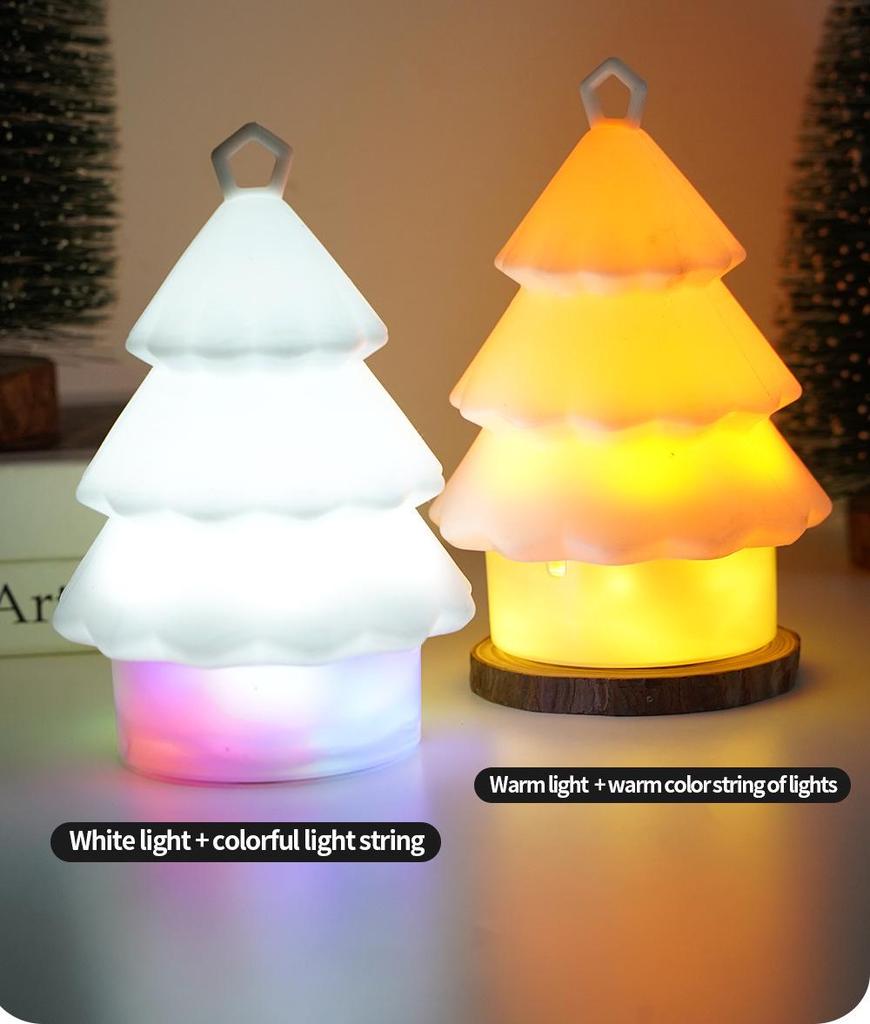 Rechargeable Christmas Tree Silicone Night Light with 10m String Light Storage, Colorful Atmosphere, Perfect for Outdoor Camping