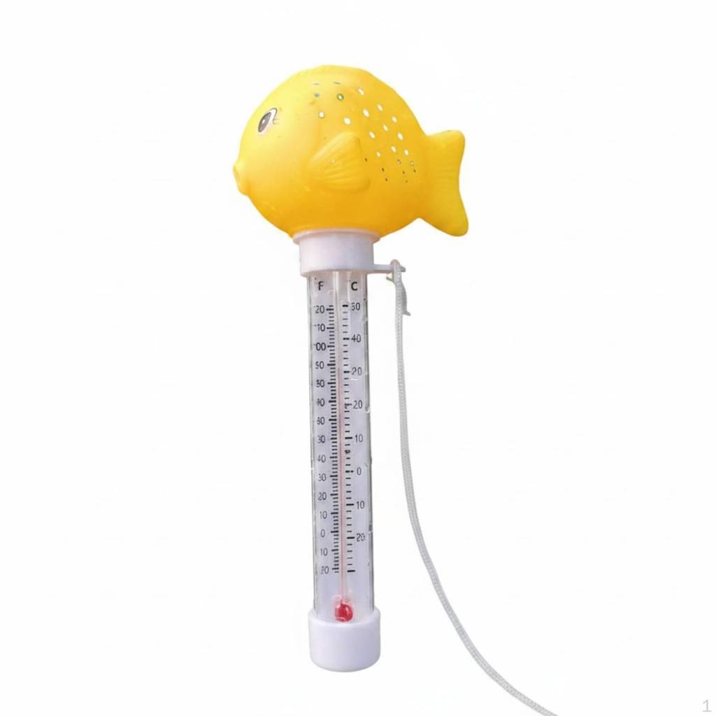 Thermomètre de piscine Corps transparent Cordon inclus Indicateur de température Hippopotame