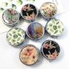 Metal Round Natural Flowers Pill Boxes Holder 3 Grids Medicine Case Small Portable Case Container Splitters