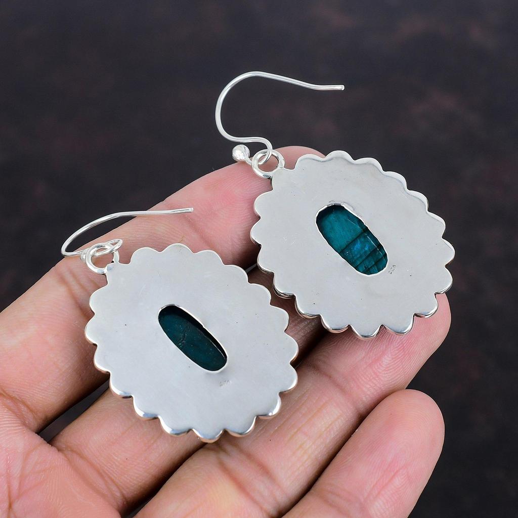 Neon Flash Labradorit Cercei Bijuterii originale din pietre prețioase Cercei din argint 925 Cercei eleganti lucrați manual Bijuterii de nuntă Cadouri pentru mamă