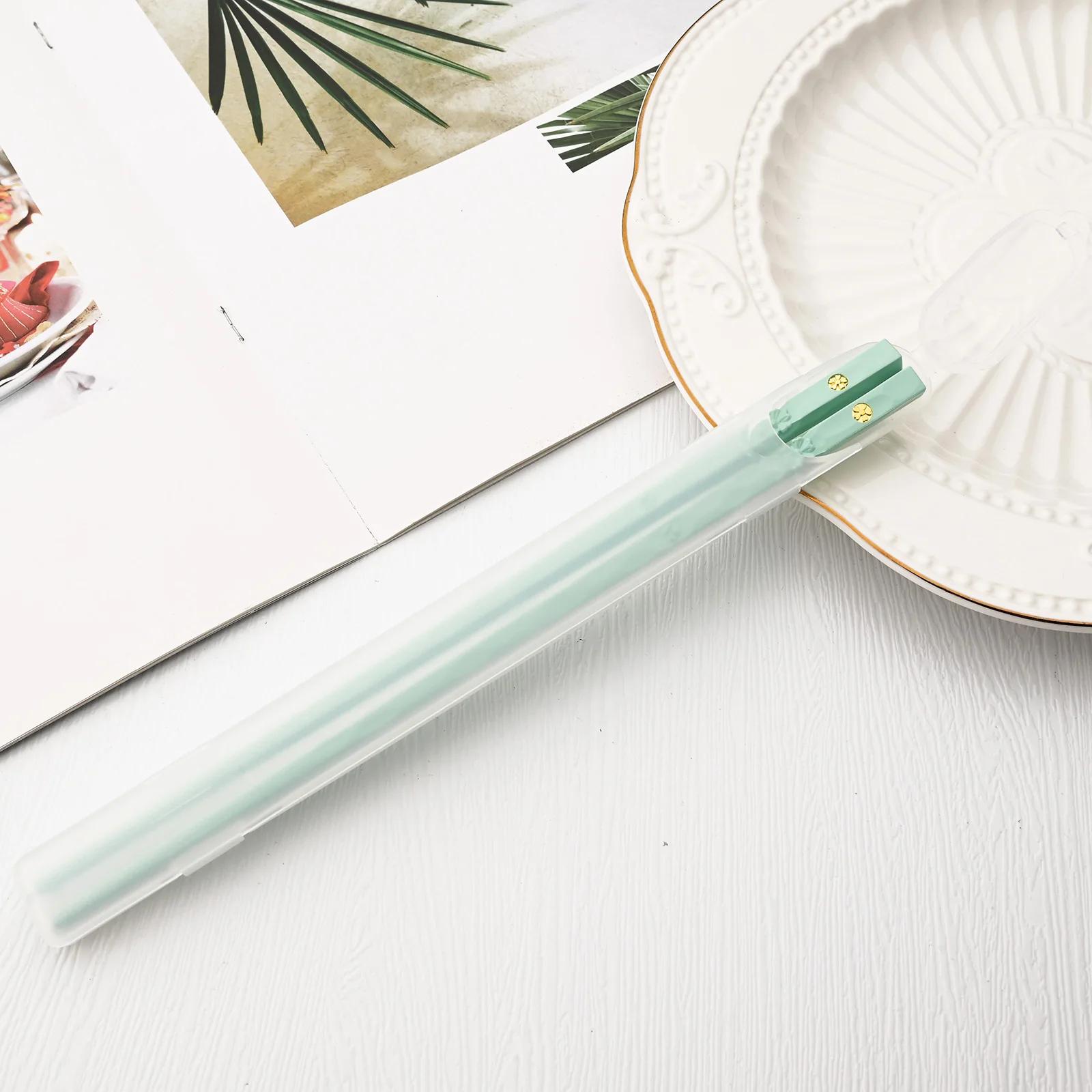 1/5 пар Сплавные палочки для еды Корейские палочки для суши Нескользящие палочки для еды с коробкой для хранения Многоразовые Винтажные палочки для еды Набор посуды для вечеринки 1Pair Green with box