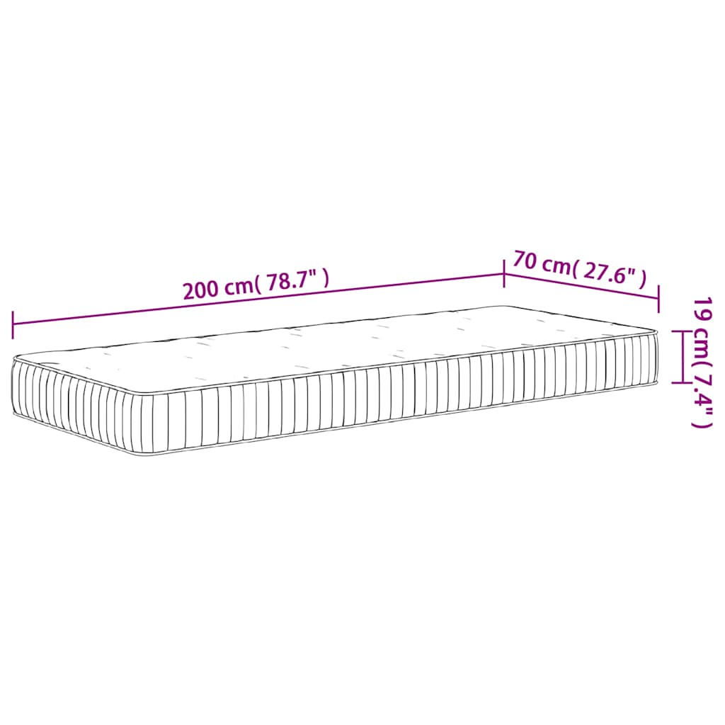 Vidaxl Materac Kieszeniowy, Twardość Średnia, 70X200 Cm