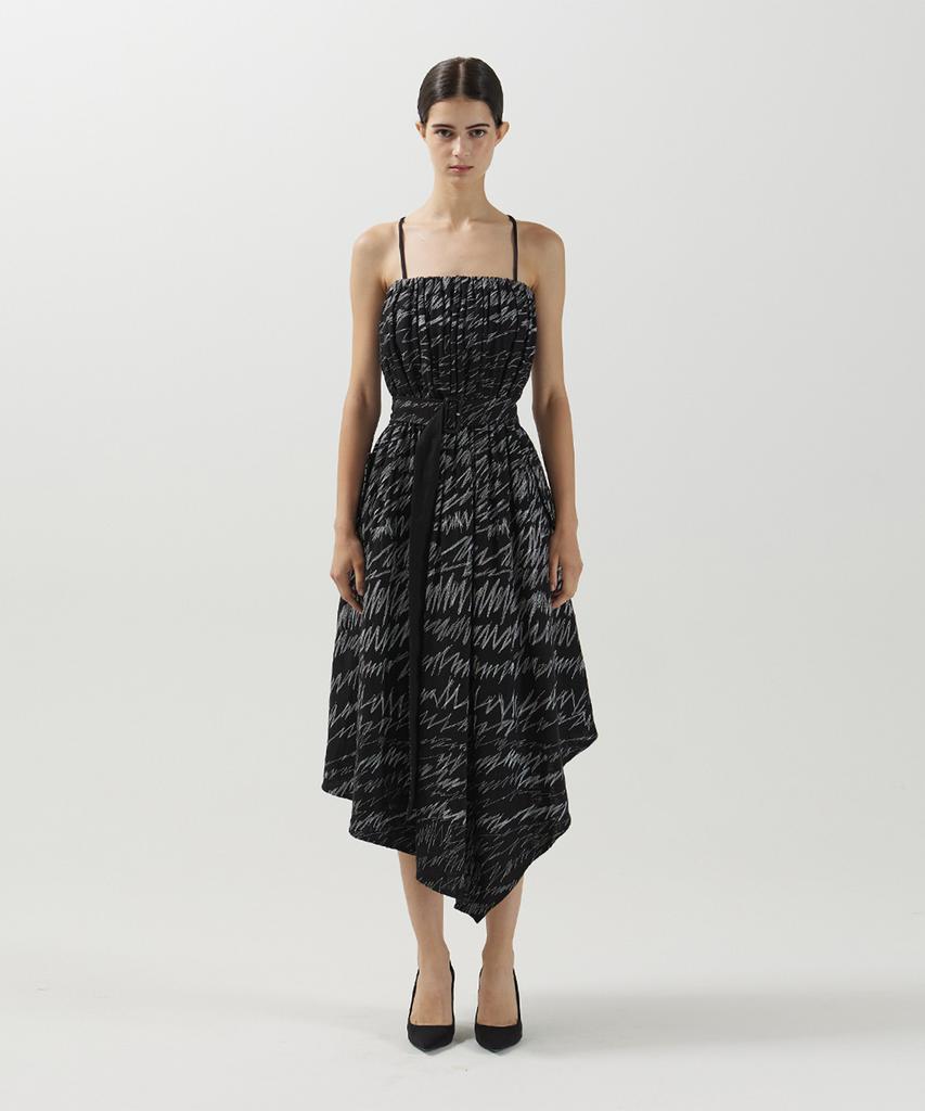 Meuameu Stitch Strap Pleated Dress