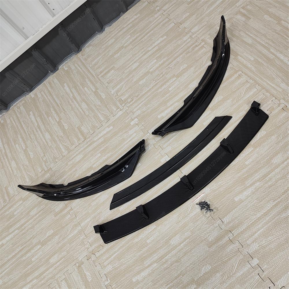 4PCS Car Front Bumper Lip Diffuser Splitter Spoiler Cover For Tesla Model 3 2017-2023 Bodykits Tuning ABS Gloss Black