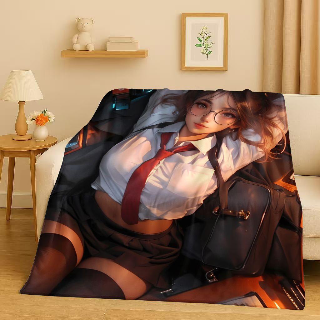 3D Cute Sexy Bikini Girls Cartoon Anime Characters Flannel Blanket,Soft Plush Throw for Home Bedroom Bed Sofa Cover Trave Gift