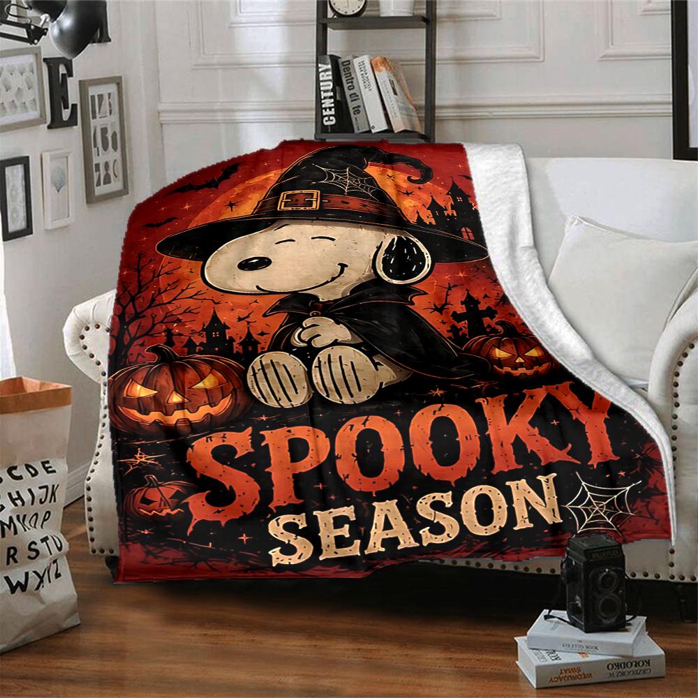 1Pc Snoopy Witch Halloween Night Blanket Soft And Comfortable Casual Warm Camping Travel Christmas Halloween Gift M91799
