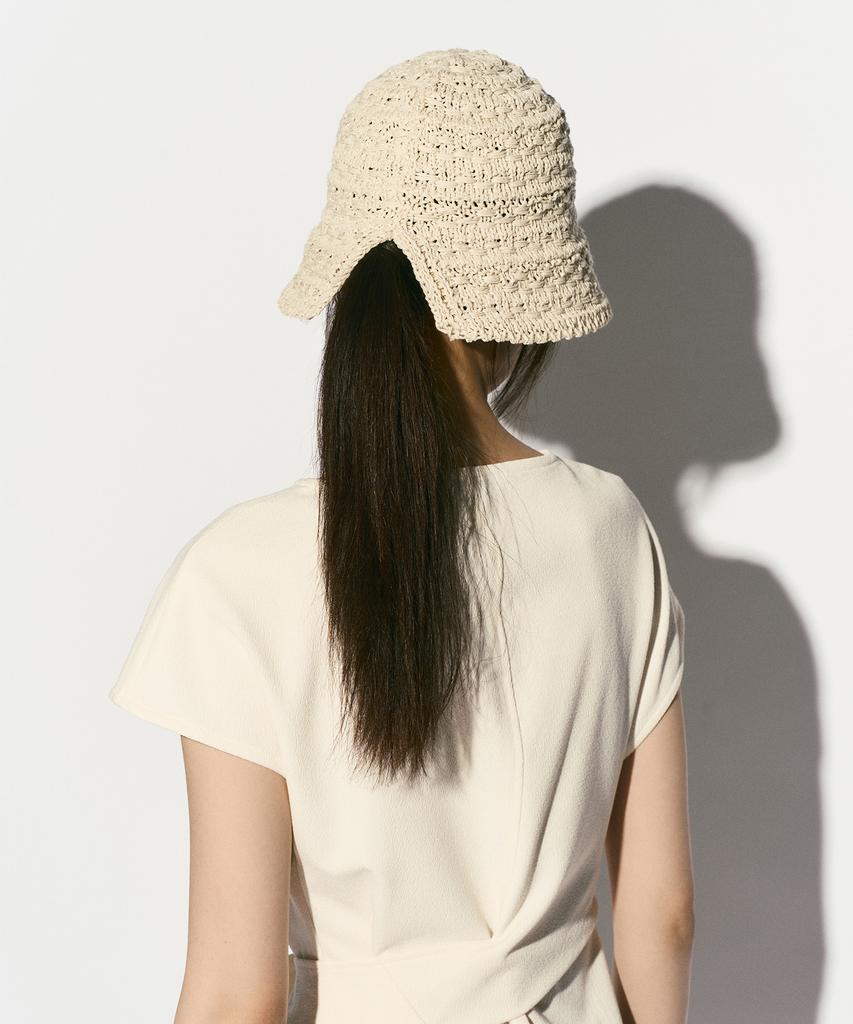 RE RHEE Crochet Bucket Hat Oatmeal