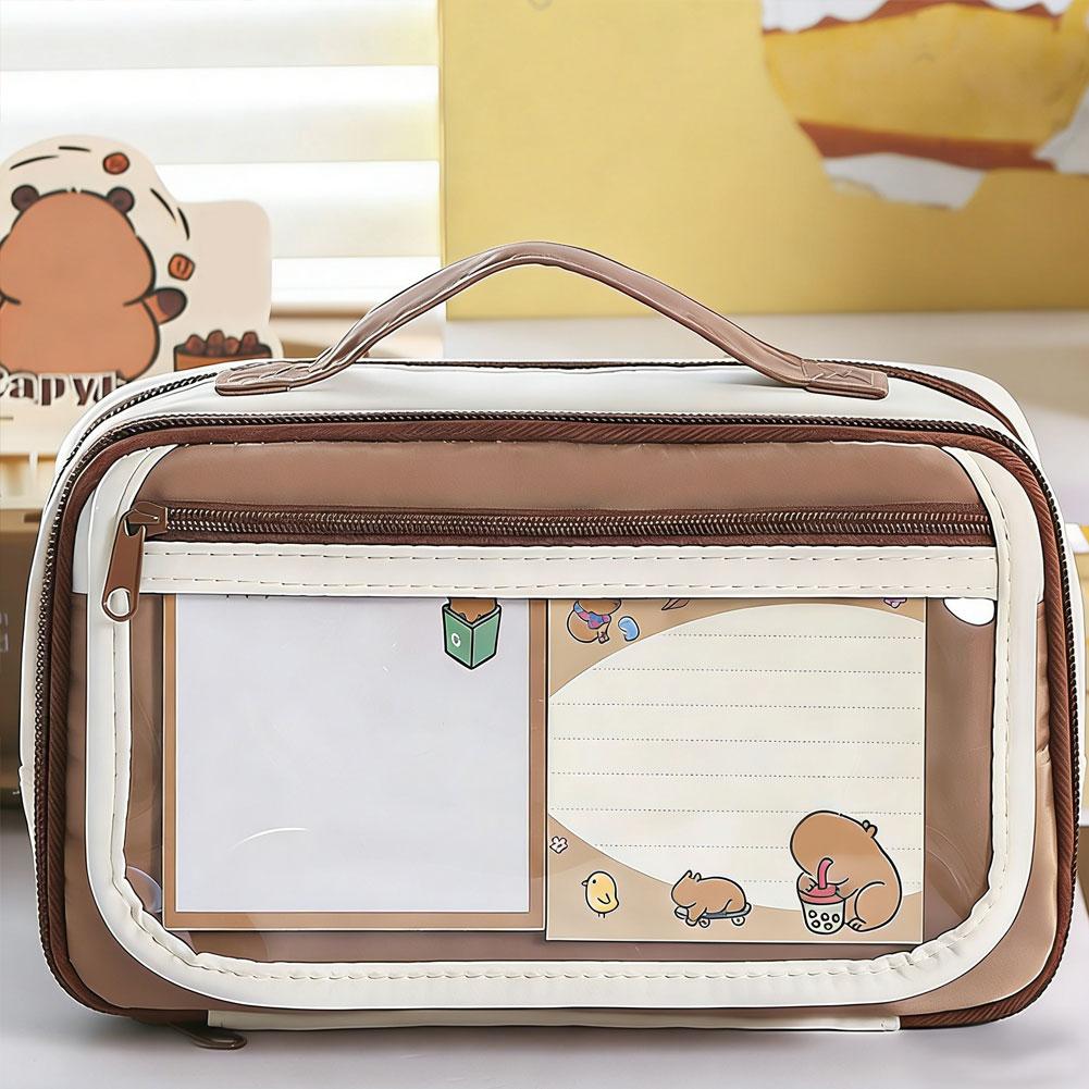 Transparent Magnetic Standable Pencil Case Large Capacity Stationery Bag Ins Style High Value School Supplies for Students