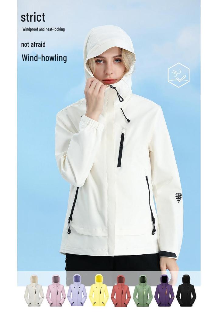 Women's Hooded Windproof Jacket for Spring/Autumn Outdoor Hiking Camping