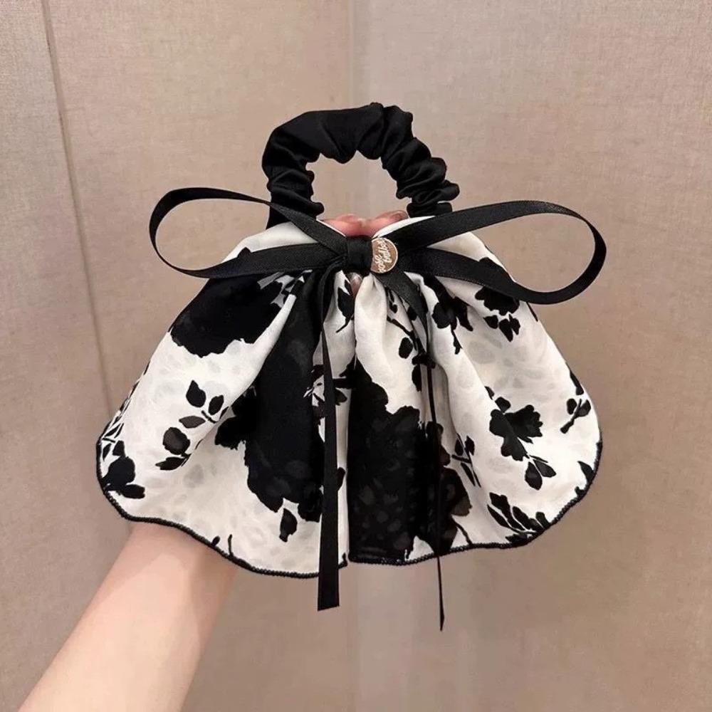 

Vintage Floral Ribbon Bow Hair Tie Sweet Style Hair Scrunchies Hair Styling Fashion Accessories