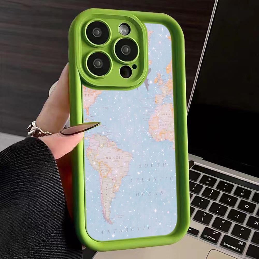 LZ24 Map airplane trajectory art Silicone Phone Case for iPhone 11 13 14 15 16 Pro Max 7 8 16 Plus 12 mini XS Max XR Shockproof Back Cover