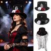 Hovedpynt Voksne Filt Tophat til Mænd Kvinder, Steampunk Halloween Cosplay med Skelethoved Dekoration Festival Hovedbeklædning Hånd Og Rose, Sort Gotisk