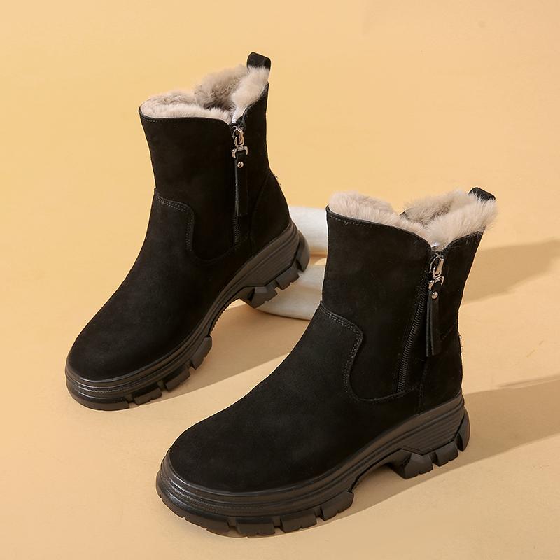 

Модные Модные Зимние Сапоги для Женщин 2024 Новые Удобные Зимние На Молнии Толстая Подошва Теплые Плюшевые Повседневные Уличные Нескользящие Хлопковые Сапоги 39 чёрный