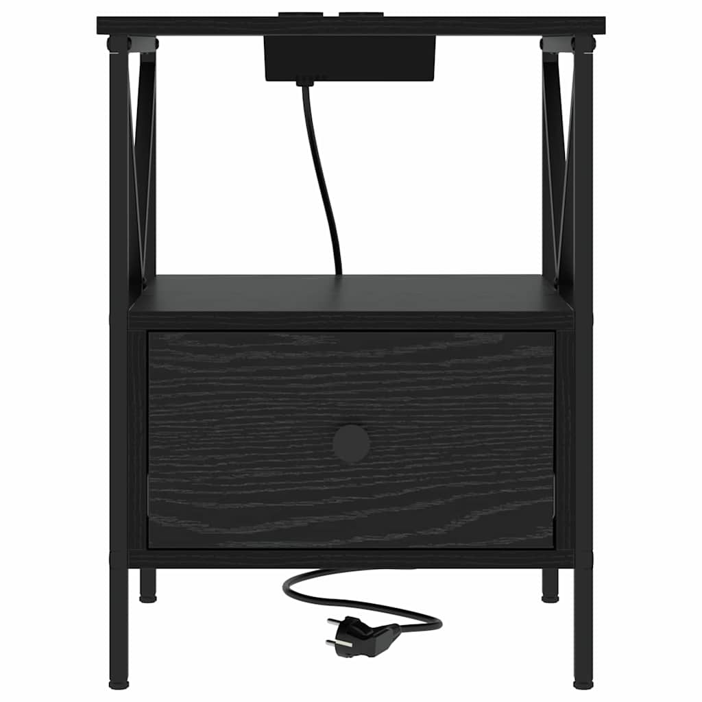 Nightstand Black Oak Effect 41.5 X 40.5 X 55 Cm