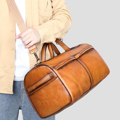 Vintage Travel Bag Genuine Leather Men's Luggage Bag Casual Head Layer Cowhide Travel Bag