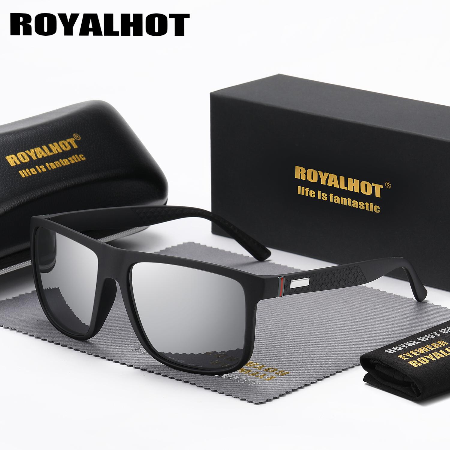 

RoyalHot мужские и женские поляризационные эластичные солнцезащитные очки в квадратной оправе, солнцезащитные очки для вождения, оттенки Óculos masculino Male серебряный