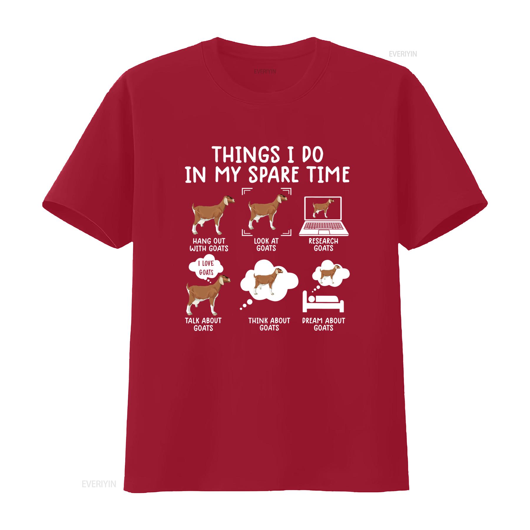 Funny Goat Lover T Shirt Things I Do In Spare Time Hang Look Research Talk Think Dream About Goats vintage Washed Casual S