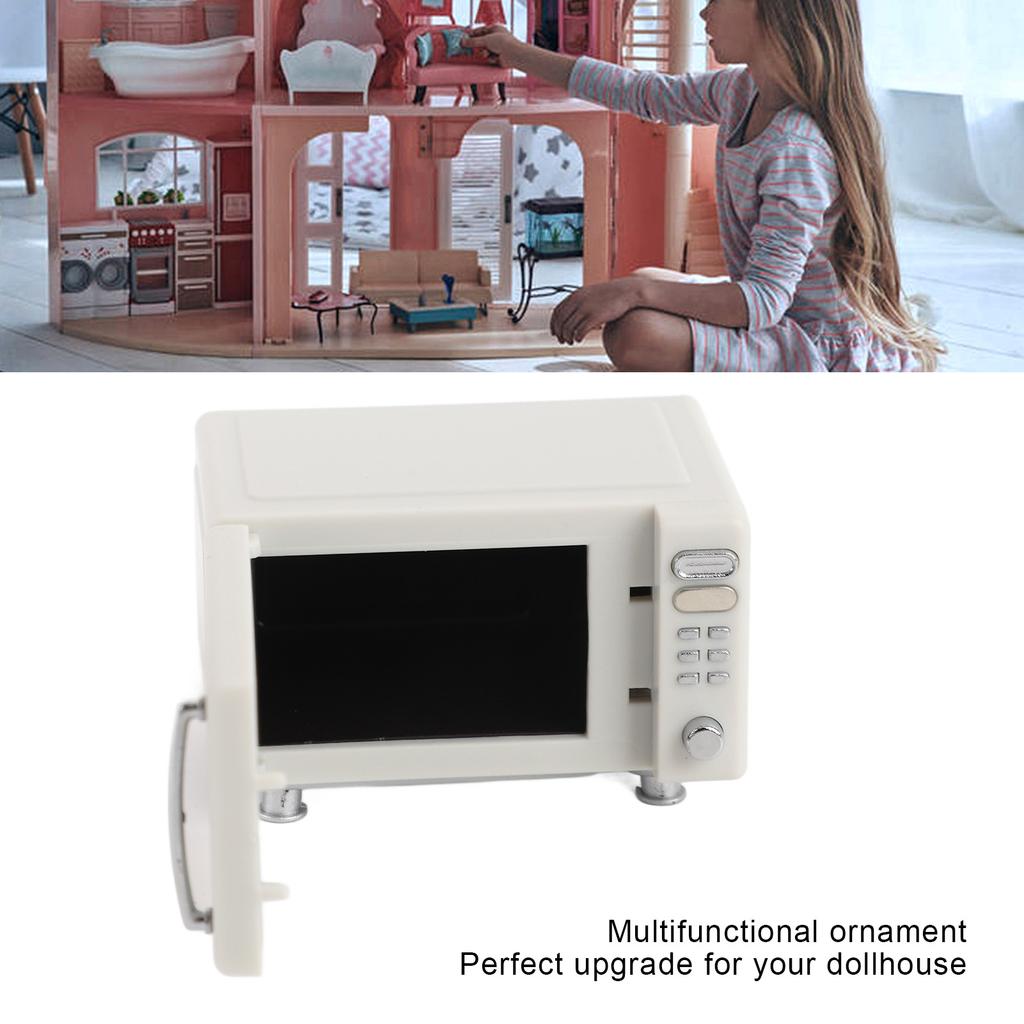 Miniature Dollhouse Microwave Model High Simulation Kitchen Accessories Ornaments Small House Microwave Decoration Model White