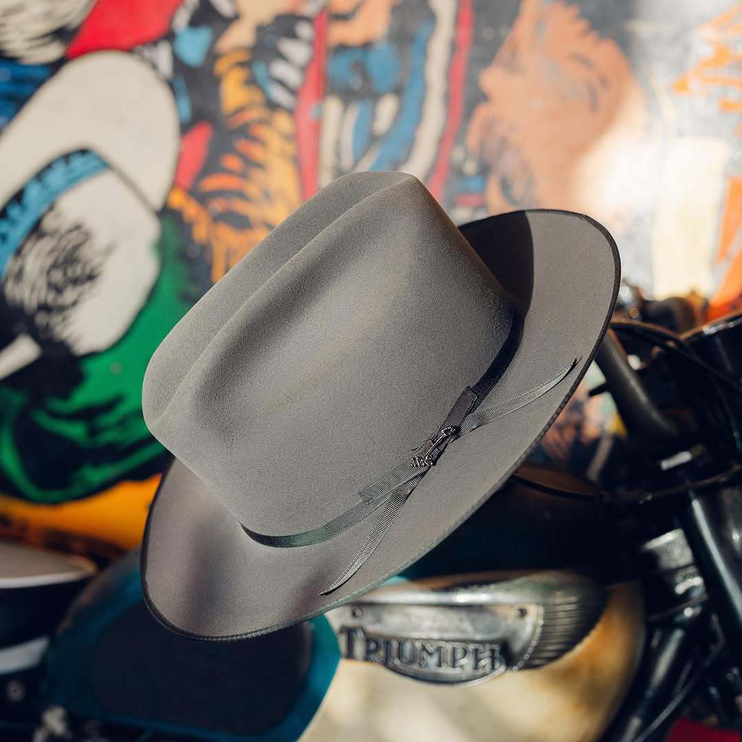 Цилиндр из чистой шерсти с ленточным украшением, однотонный шерстяной цилиндр, западный джинсовый шерстяной цилиндр серый