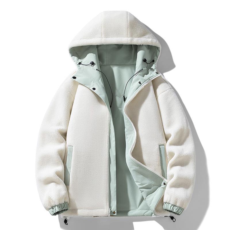 High-Quality Reversible Lambswool Fleece Hooded Jacket