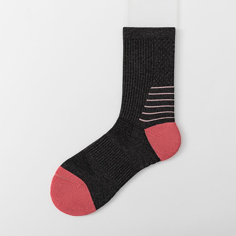 Women's Head Sports Socks, Color-blocking Mid-calf Socks, Towel Bottom Sweat-absorbing and Odor-proof Socks, Boneless Corset, Yoga and Running Socks