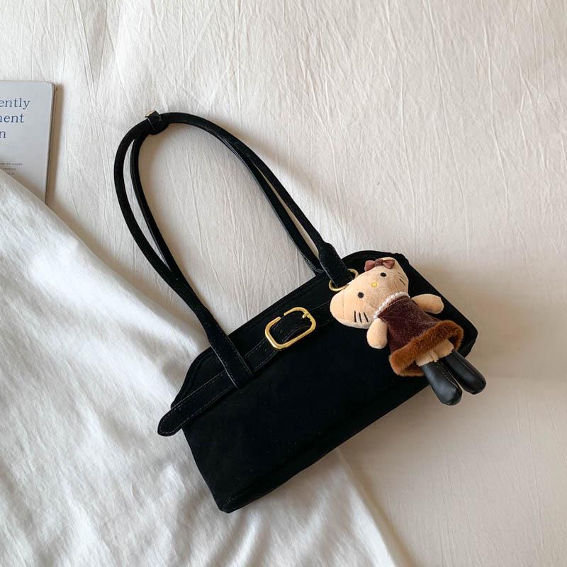 Women's Luxury Suede Shoulder Bag - Retro Matte Design, French-Inspired Baguette for Autumn/Winter