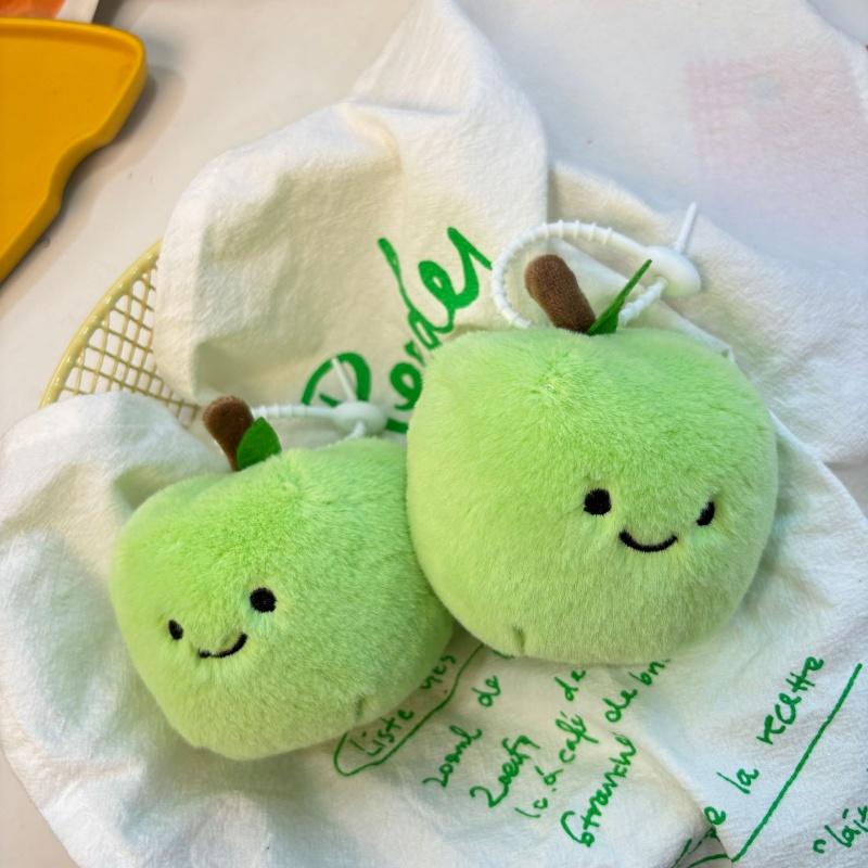 New Green Apple Keychain,Plush Cute Keychain Soft Stuffed Plush Keyring for Kids' Backpack,Purse Fashion Bag Pendant
