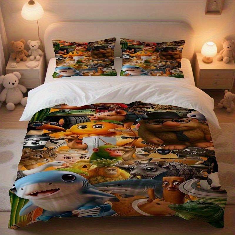 

3pcs Brainrot Duvet Cover Set - All-Season Washable, Comfortable Light Beige-Friendly, Suitable for Bedroom & Dormitory Bedding (135x200cm)