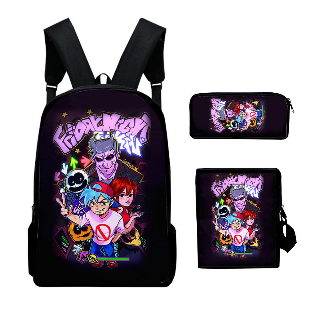 Popular Novelty Friday Night Funkin 3D Print 3pcs/Set School Bags Laptop Daypack Backpack Inclined shoulder bag Pencil Case