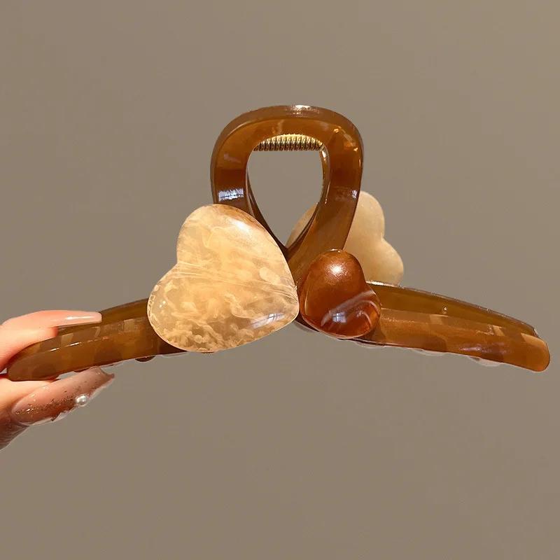 New Korean Hair Claw Clip Girls Sweet Heart Shape Hair Clips Large Size Clamps Claw Clip Crab Chic Hair Accessories Gift