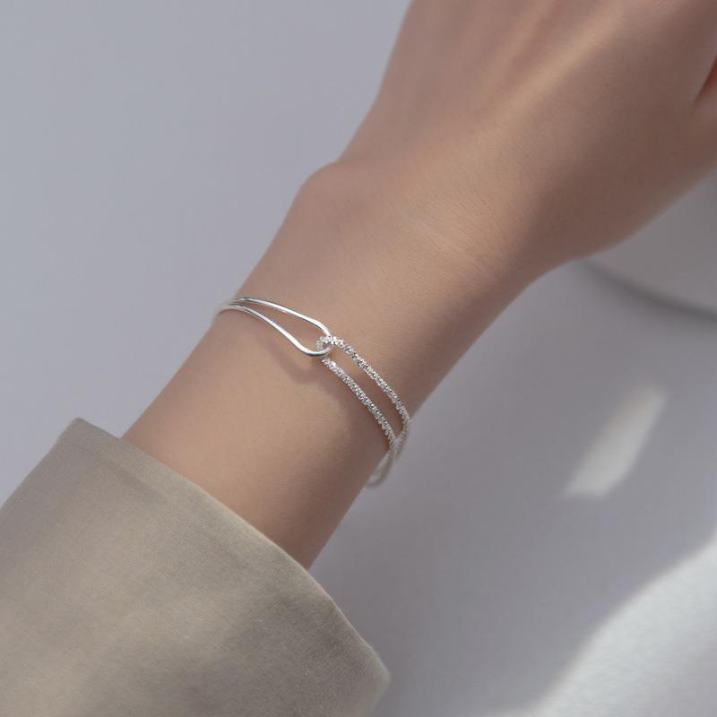 Double Layer Curved Tube Starry Asymmetric Bracelet Fashion Light Luxury Personalized Women Jewelry