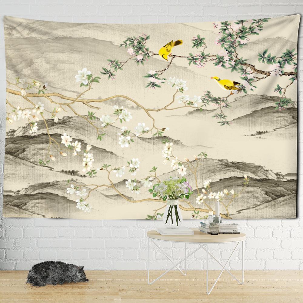 Creative Printing Tapestry Art Decor Colourful Flowers Leaves Wall Hanging Floral Tapestries For Dorm Living Room Bedroom Decor