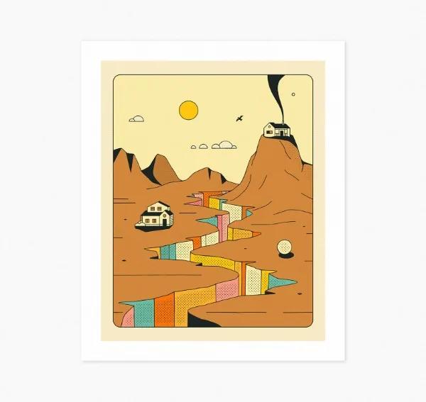 Minimalist Abstract Painting Poster Sunset Illustration Science Fiction Canvas Printing Home Room Wall Decor Frameless Painting